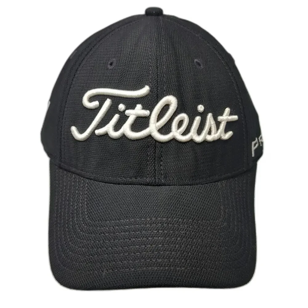 Titleist New Era Cap Black White L Pro V1 FootJoy Stretch Fit Spandex Golf Hat